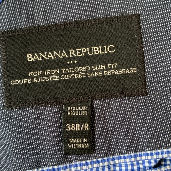 Banana Republic cotton blue-grey no iron slim fit lined 2 button blazer EUC - Picture 7 of 9